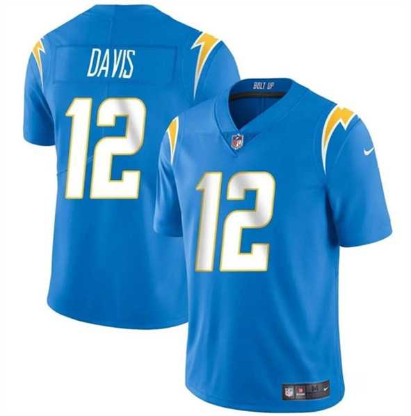 Men & Women & Youth Los Angeles Chargers #12 Derius Davis Blue 2024 Vapor Limited Football Stitched Jersey->los angeles chargers->NFL Jersey